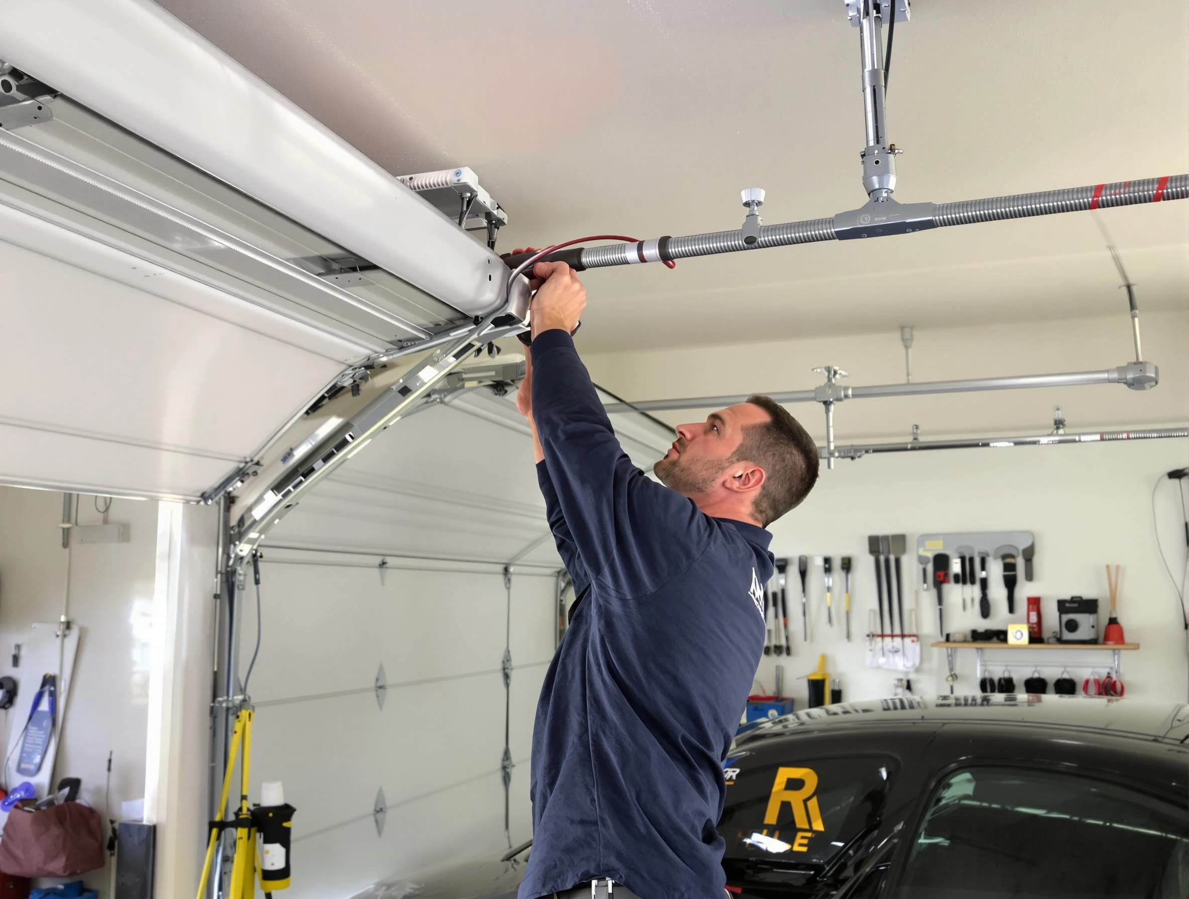 Beaver Falls Garage Door Repair technician performing garage door cable repair in Beaver Falls