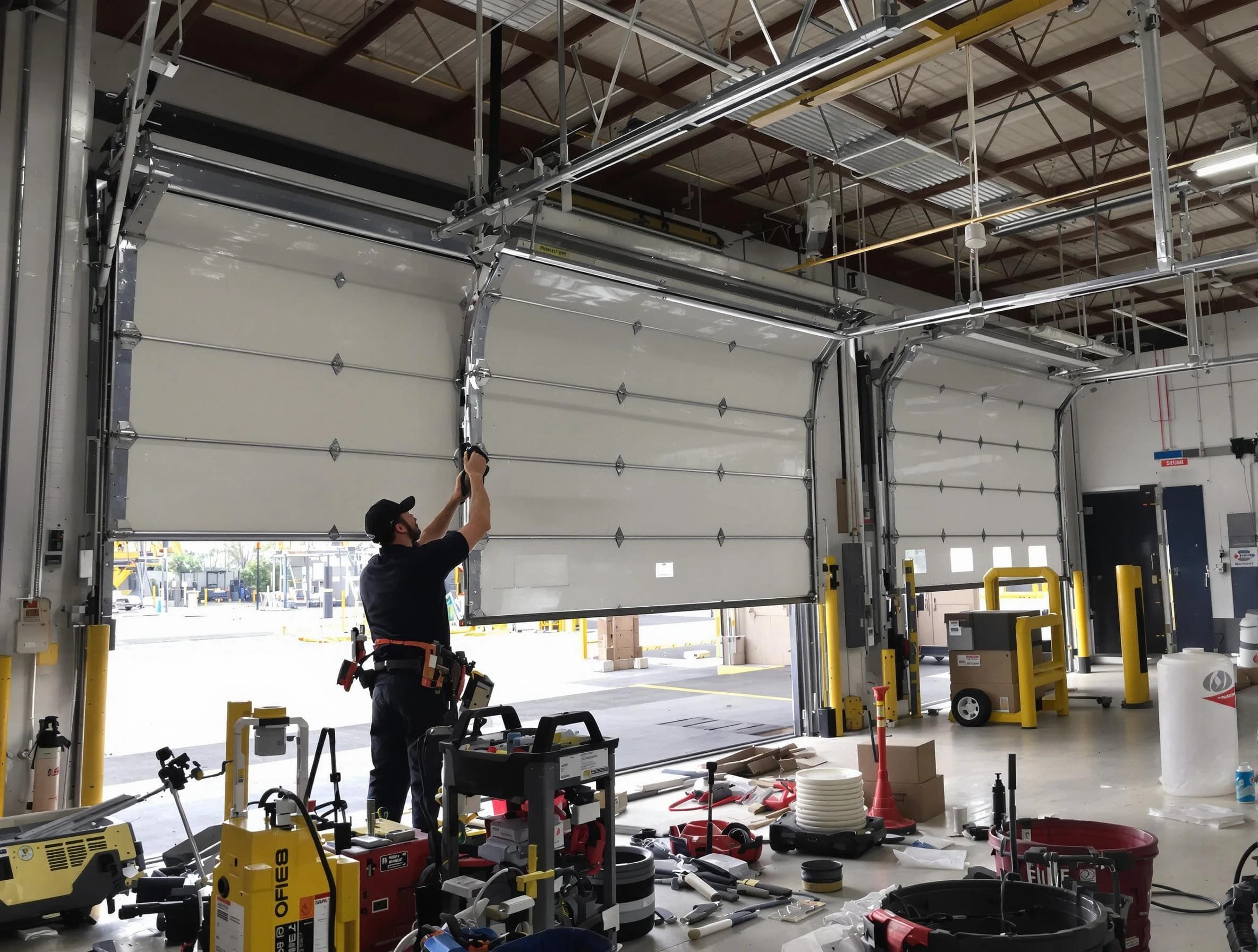 Beaver Falls Garage Door Repair technician performing commercial garage door repair in Beaver Falls