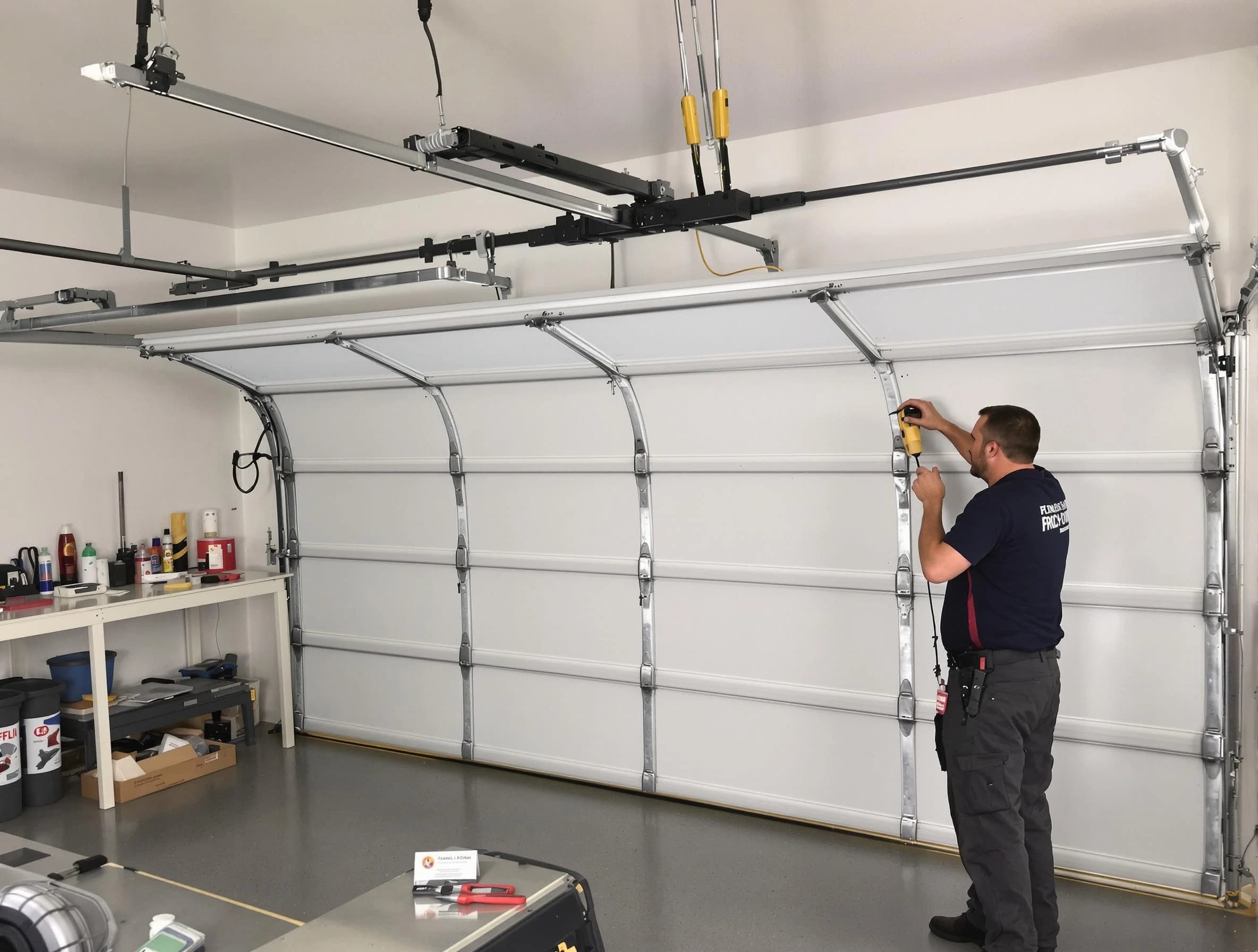 Beaver Falls Garage Door Repair certified technician performing overhead door system repair in Beaver Falls