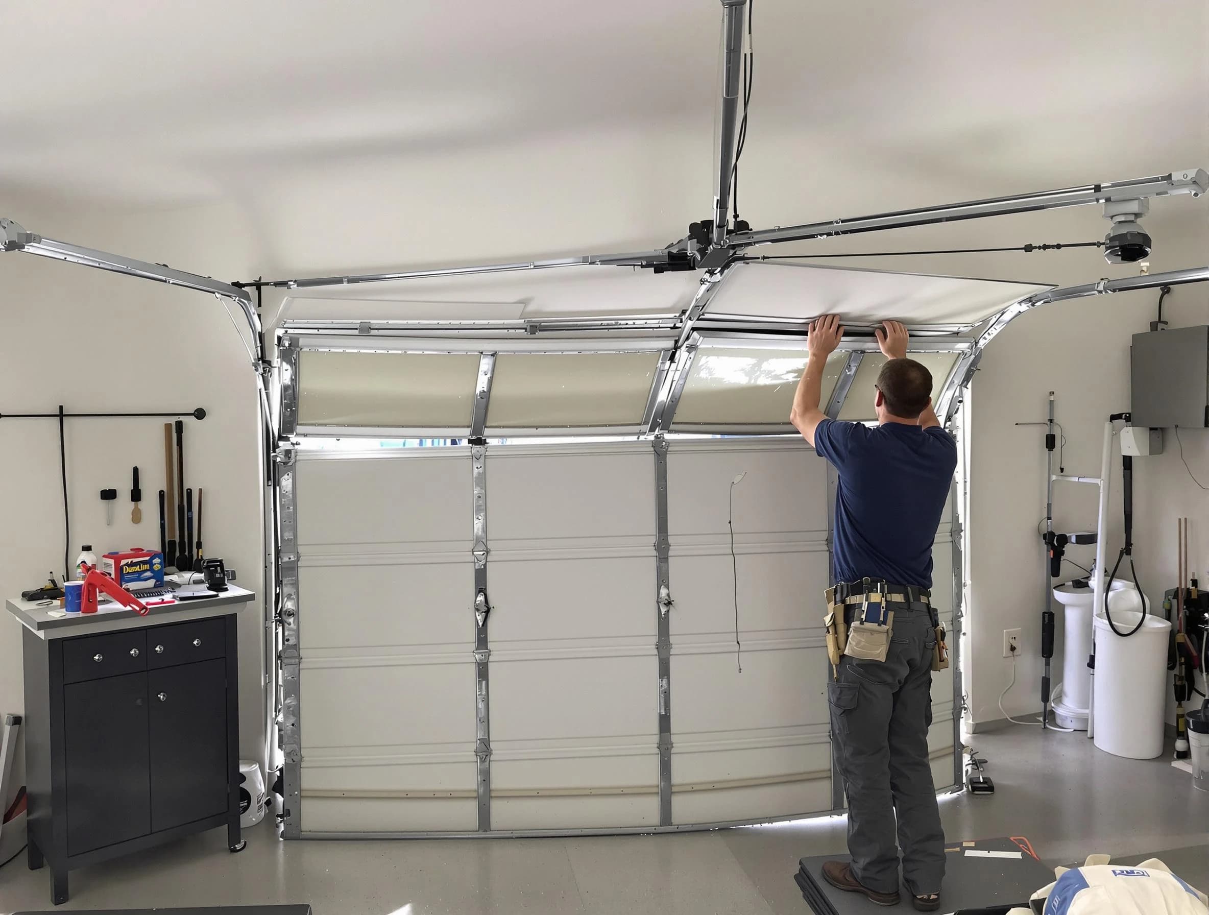 Beaver Falls Garage Door Repair specialist performing precise section replacement on Beaver Falls garage door