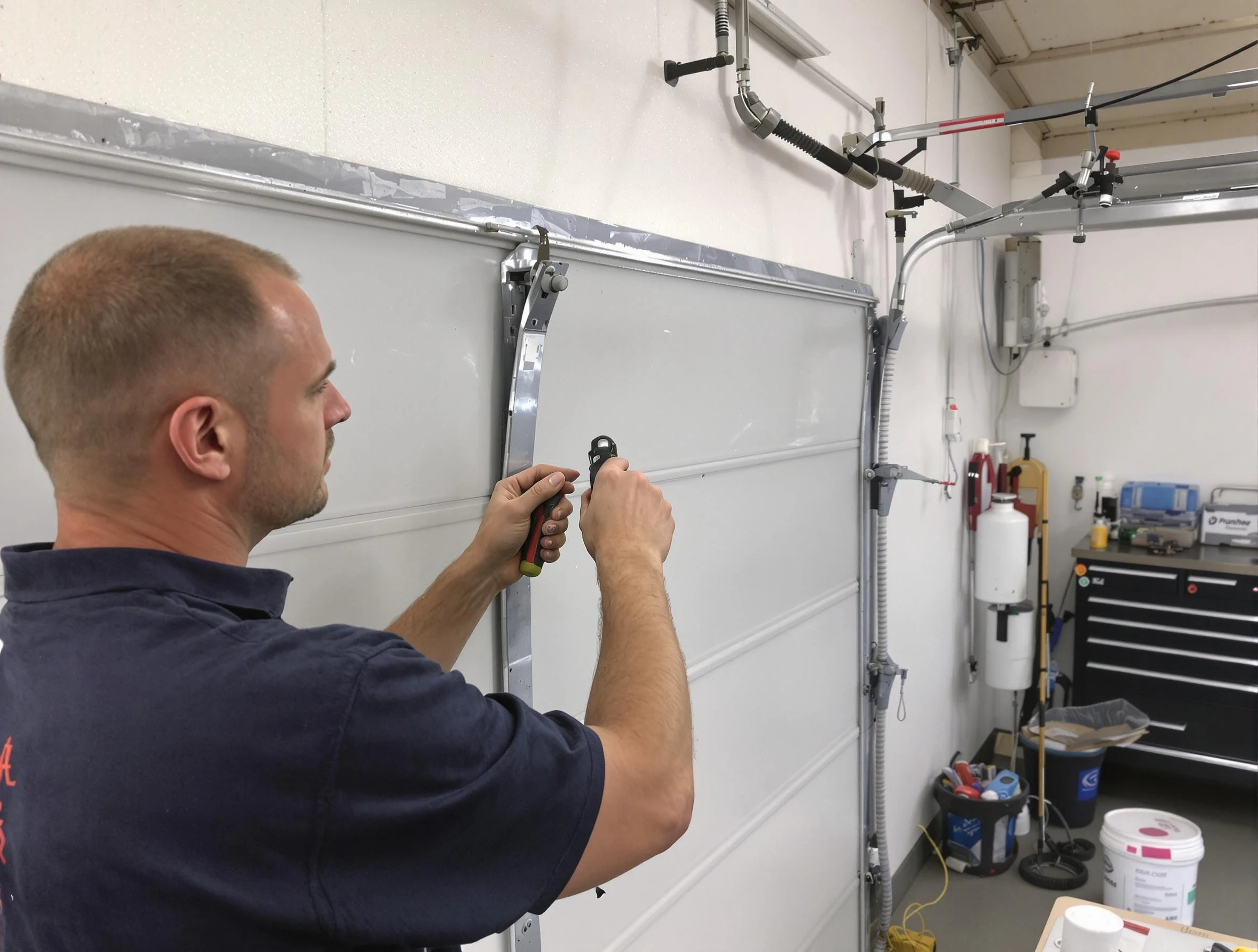 Before and after garage door dent repair by Beaver Falls Garage Door Repair in Beaver Falls