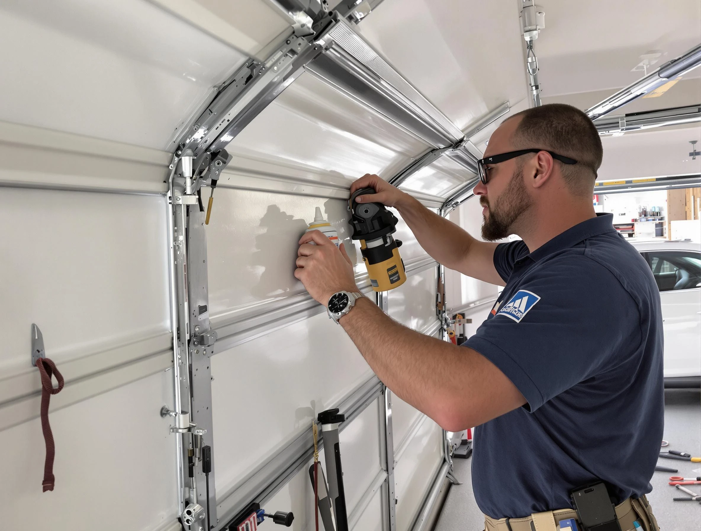 Beaver Falls Garage Door Repair technician quieting a noisy garage door in Beaver Falls