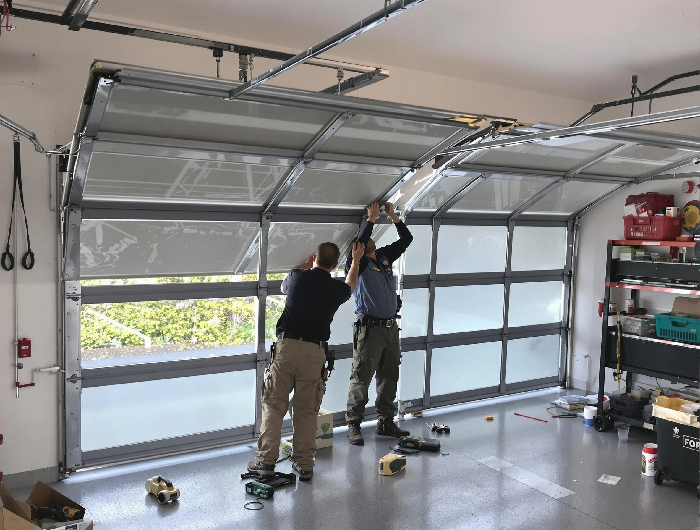 Beaver Falls Garage Door Repair expert performing precise panel replacement on Beaver Falls garage door